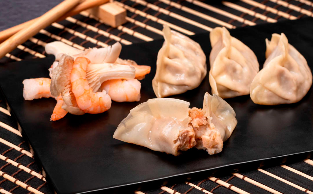 Gyozas de langostino y trufa